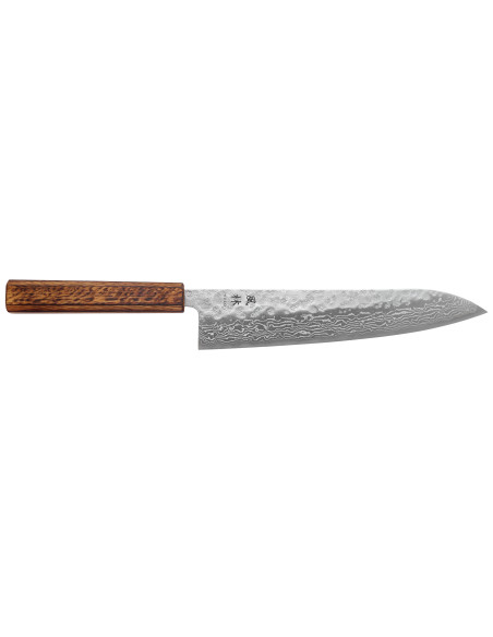 Coltello da chef giapponese artigianale Yuzo Enju Damas 440C da 24 cm