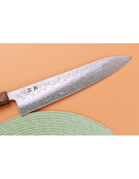Cuchillo de chef japonés artesanal Yuzo Enju Damas 440C de 24 cm