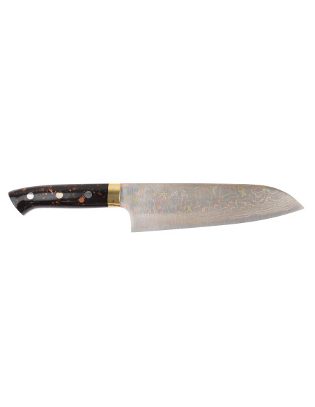Cuchillo santoku japonés artesanal Takeshi Saji BS2 Rainbow de 16,5 cm