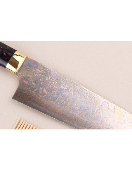 Faca santoku japonesa artesanal Takeshi Saji BS2 Rainbow, de 16,5 cm