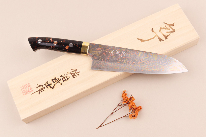 Takeshi Saji BS2 Rainbow Handcrafted Japanese 16.5 cm Santoku Knife