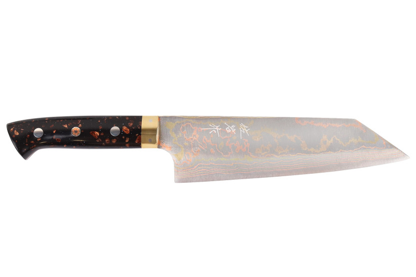 Håndlaget japansk Bunka-kniv, 16,5 cm, Takeshi Saji BS2 Rainbow