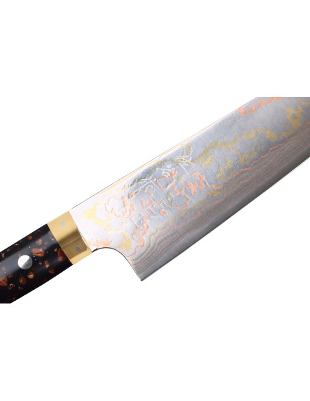 Håndlaget japansk Bunka-kniv, 16,5 cm, Takeshi Saji BS2 Rainbow