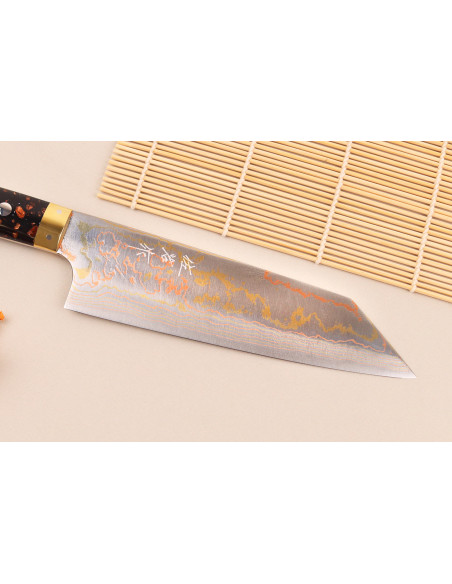 Håndlavet japansk Bunka- kniv, 16,5 cm, Takeshi Saji BS2 Rainbow