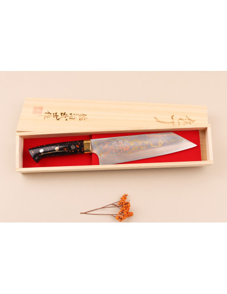 Handgemaakt Japans Bunka -mes van 16,5 cm van Takeshi Saji BS2 Rainbow