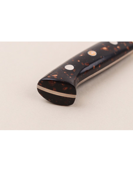 Handgjord japansk Bunka-kniv, 16,5 cm, av Takeshi Saji, BS2 Rainbow