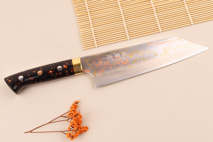 Handgemaakt Japans Bunka -mes van 16,5 cm van Takeshi Saji BS2 Rainbow