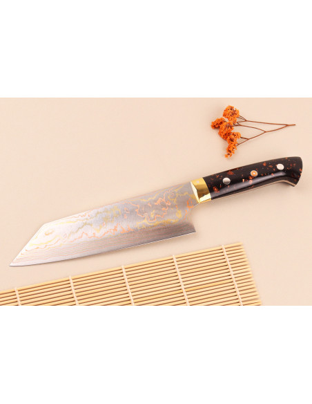 Handgefertigtes japanisches Bunka -Messer, 16,5 cm, Takeshi Saji BS2 Rainbow