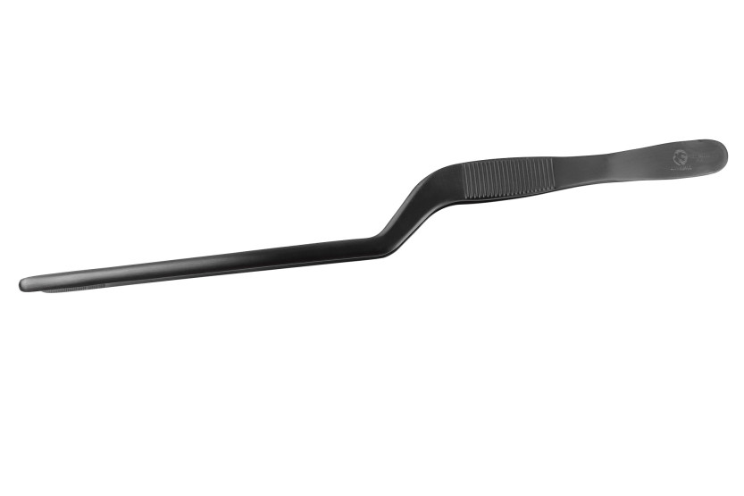 Pinza japonesa para alisar, de 24 cm, acodada, de acero inoxidable negro