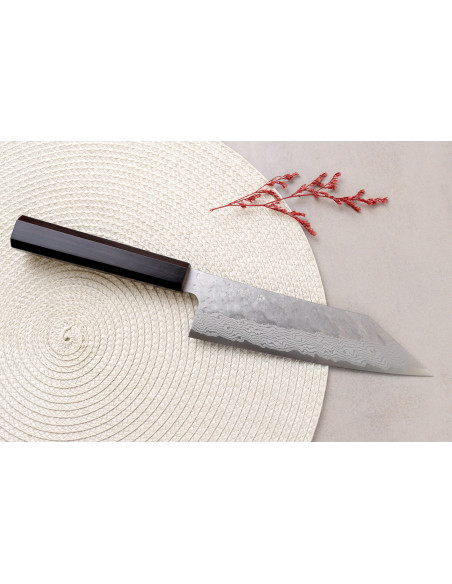 Handgefertigtes japanisches Bunka -Messer, 17 cm, Nigara Hamono Tsuchime VG10 -Damast