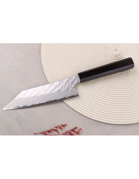 Handgemaakt Japans Bunka -mes van 17 cm, Nigara Hamono Tsuchime VG10 damaststaal