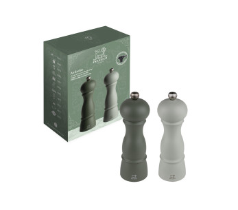 Set duo Peugeot Amboise con macina sale e macina pepe in legno di faggio verde felce + salvia, 18 cm