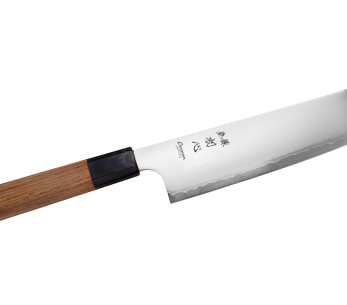 Cuchillo nakiri japonés artesanal Hatsukokoro Chromax de 16,5 cm con mango de teca 2