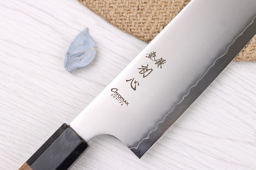 Hatsukokoro Chromax Handcrafted Japanese Nakiri Knife, 16.5 cm, with Teak Handle