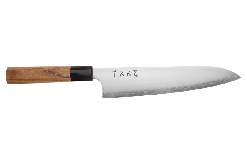 Hatsukokoro Chromax -käsintehty japanilainen kokkiveitsi, 23 cm, tiikkikahva