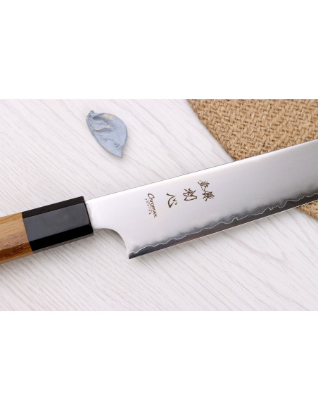 23-cm Handcrafted Japanese Hatsukokoro Chromax Sujihiki Knife with Teak Handle