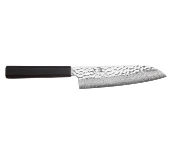 18 cm Handcrafted Japanese Hatsukokoro Hayabusa VG10 Damascus Tsuchime Santoku Knife