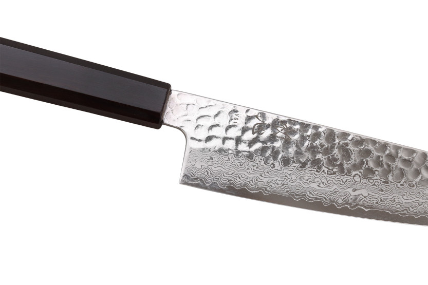 18 cm Handcrafted Japanese Hatsukokoro Hayabusa VG10 Damascus Tsuchime Santoku Knife