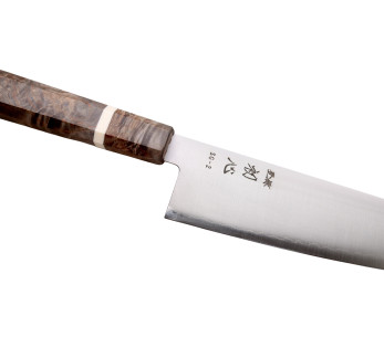 Coltello santoku giapponese artigianale Hatsukokoro Hayabusa SG2 San Mai da 18 cm 2