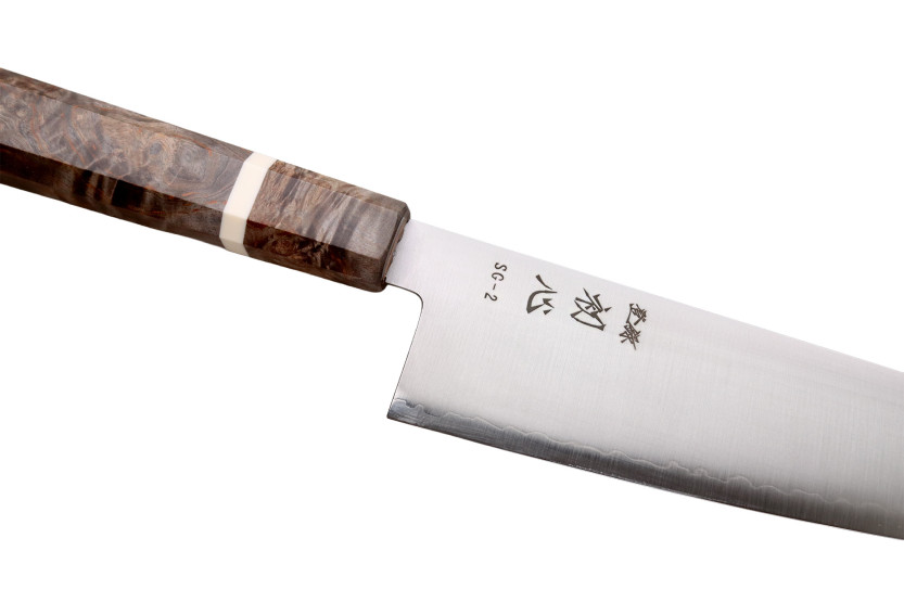 Faca santoku japonesa artesanal Hatsukokoro Hayabusa SG2 San Mai, de 18 cm