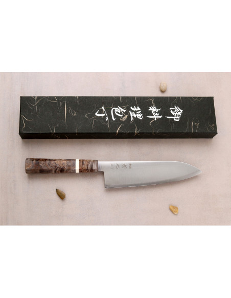 Faca santoku japonesa artesanal Hatsukokoro Hayabusa SG2 San Mai, de 18 cm