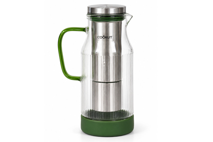 Caraffa filtrante 2 in 1 verde Cookut La Prodigieuse Akua in vetro