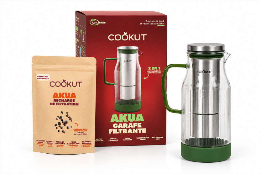 Cookut La Prodigieuse Akua 2-i-1-filterkaraff i grönt glas