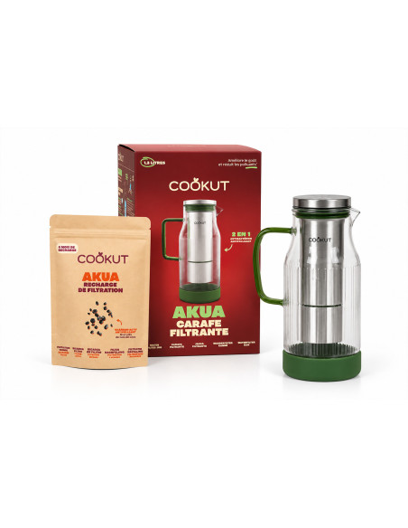 Caraffa filtrante 2 in 1 verde Cookut La Prodigieuse Akua in vetro