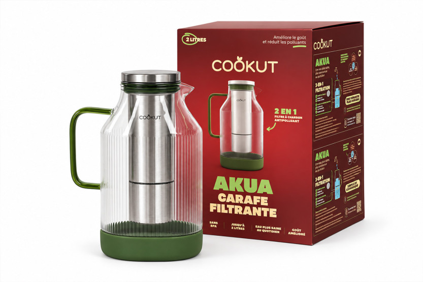Jarra filtrante 2 em 1 verde Cookut La Prodigieuse Akua, em vidro