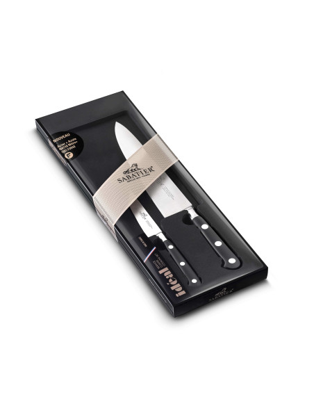 Set of 2 SABATIER Ideal 100% forged stainless steel Chef+Office French knives