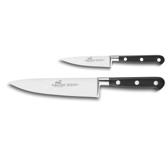 Lote de 2 cuchillos franceses SABATIER Idéal 100% acero inoxidable forjado Chef+Office 2