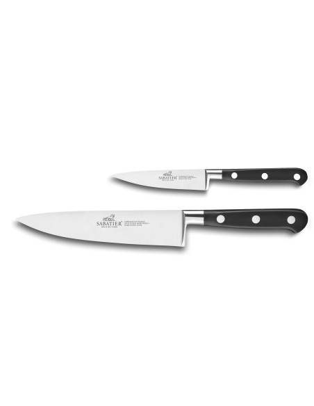 Set of 2 SABATIER Ideal 100% forged stainless steel Chef+Office French knives