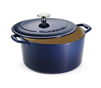 Panela redonda de 26 cm Tramontina Bestow, em ferro fundido esmaltado azul, 6,5 L