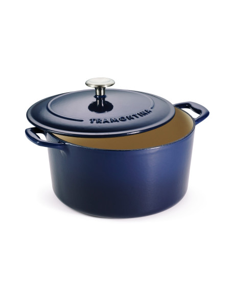 Cacerola redonda de 26 cm Tramontina Bestow, de hierro fundido esmaltado en azul, 6,5 l