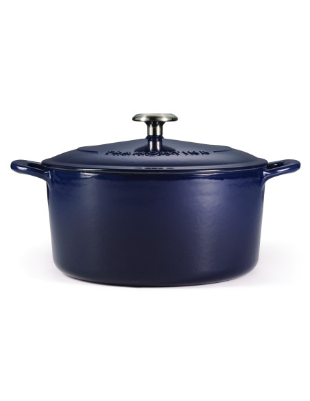 Cacerola redonda de 26 cm Tramontina Bestow, de hierro fundido esmaltado en azul, 6,5 l