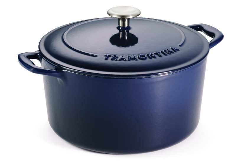 Cacerola redonda de 26 cm Tramontina Bestow, de hierro fundido esmaltado en azul, 6,5 l