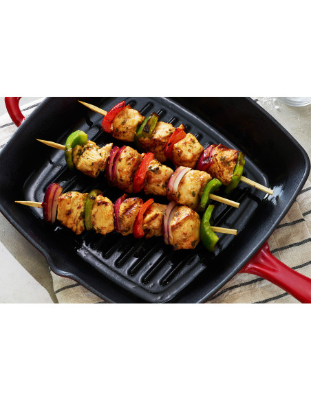 Fyrkantig grillpanna, 27 cm, Tramontina Bestow, röd emaljerad gjutjärn