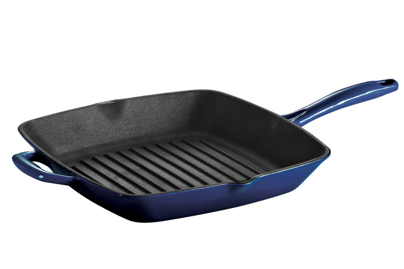 27 cm firkantet grillpande fra Tramontina Bestow i blå emaljeret støbejern