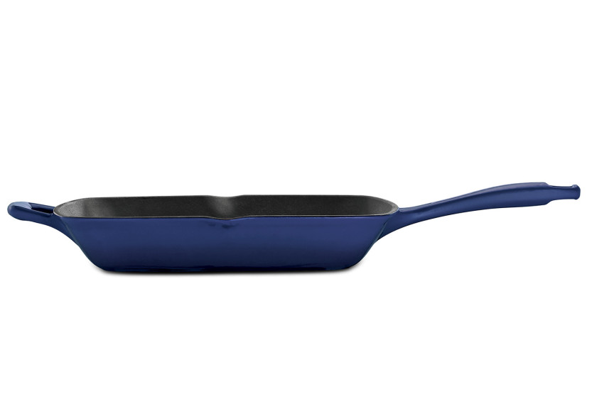 Sartén cuadrada con parrilla de 27 cm Tramontina Bestow, de hierro fundido esmaltado en azul