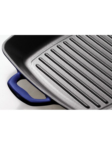 Tramontina Bestow 27 cm Square Grill Pan, Blue Enameled Cast Iron