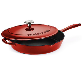 30 cm große Sauteuse „Tramontina Bestow“ aus rot emailliertem Gusseisen + Deckel
