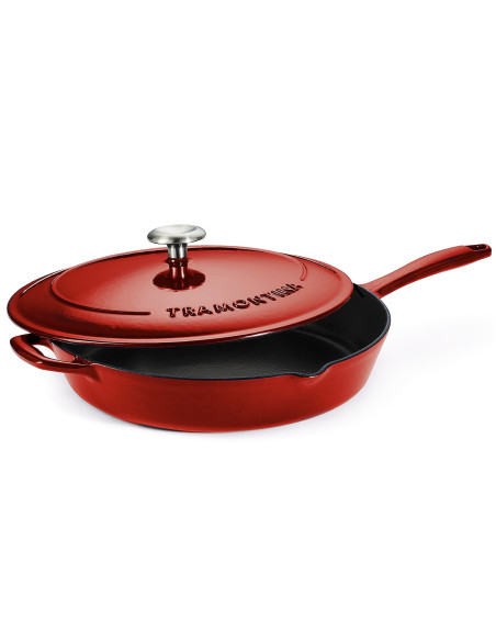 Sartén de 30 cm Tramontina Bestow de hierro fundido esmaltado en rojo + tapa