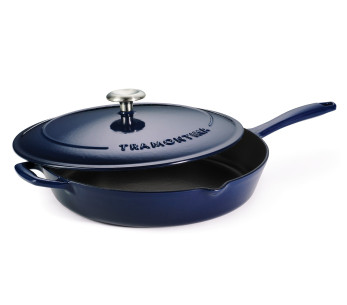 Tramontina Bestow-braadpan 30 cm, blauw geëmailleerd gietijzer + deksel