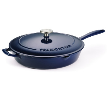 Tramontina Bestow Bratpfanne 30 cm, blau emailliertes Gusseisen + Deckel 2