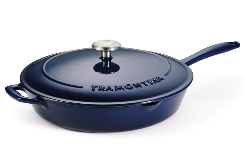 Tramontina Bestow Bratpfanne 30 cm, blau emailliertes Gusseisen + Deckel