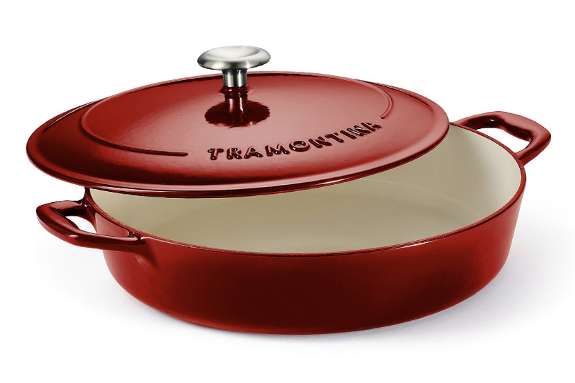 Cacerola baja roja de 30 cm. Fundición esmaltada.