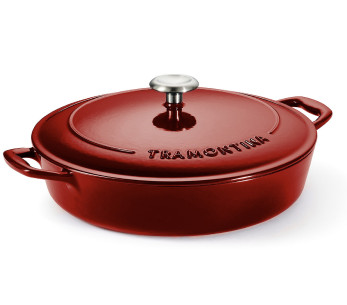 Roter flacher Bräter, 30 cm. Emailliertes Gusseisen. 2