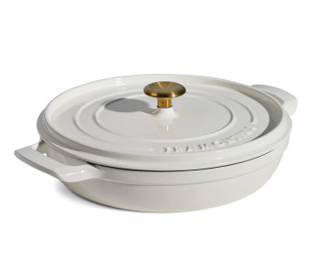 Casseruola rotonda bassa da 30 cm Tramontina in ghisa smaltata color latte, 3,8 L