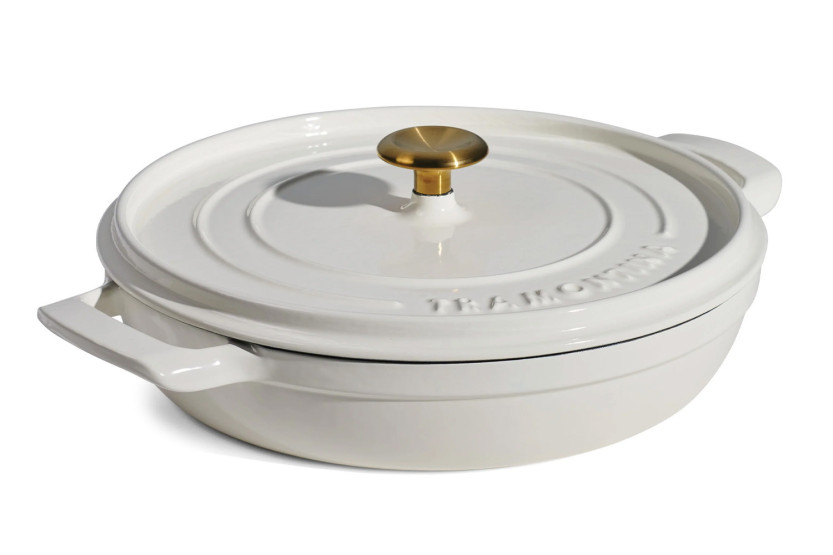 Tramontina 30 cm Low Round Cast Iron Enameled Casserole, Latte, 3.8 L