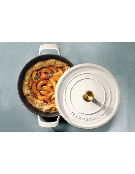 Casseruola rotonda bassa da 30 cm Tramontina in ghisa smaltata color latte, 3,8 L